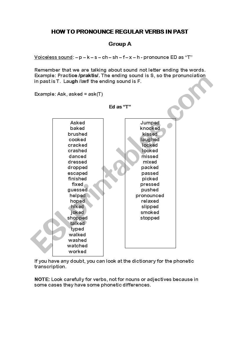 How to pronounce verbs in simple past