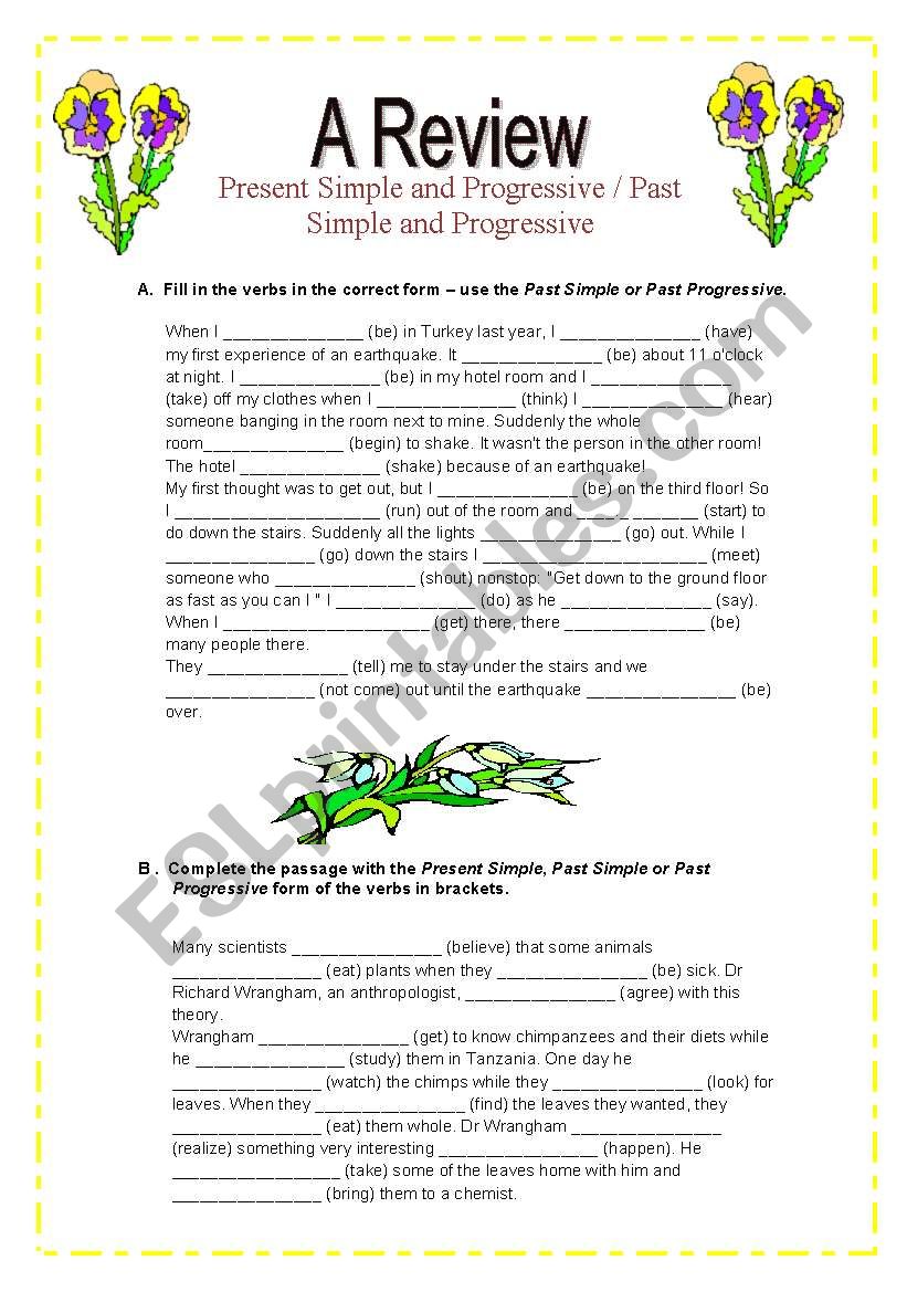 A Review -  basic tenses - Two pages