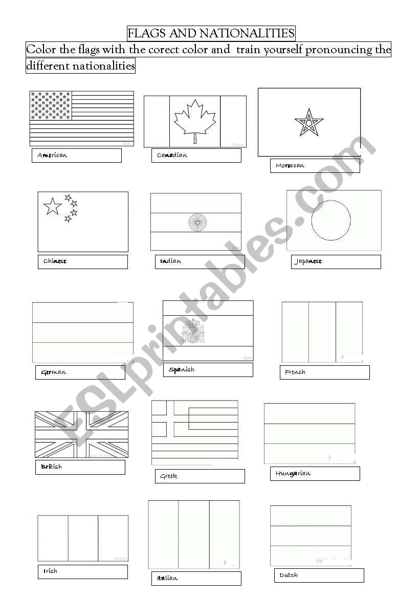 coloring flags worksheet