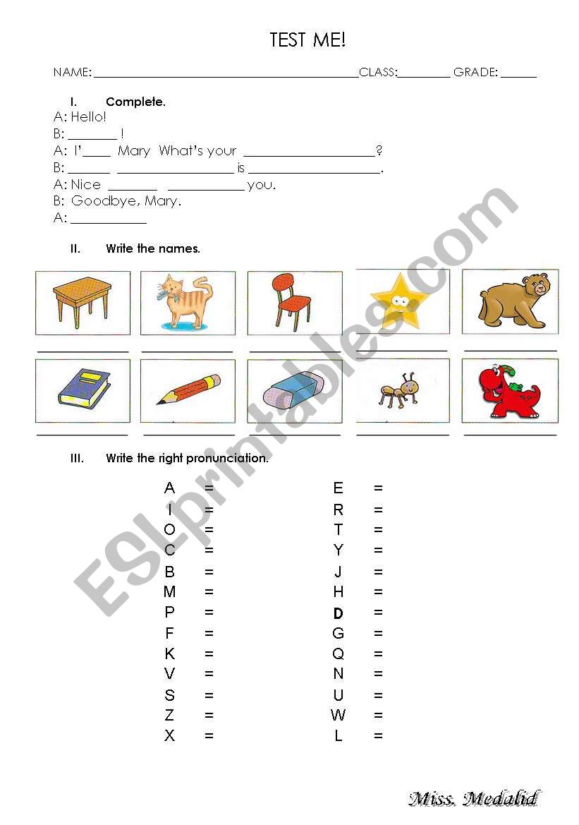 Test! worksheet