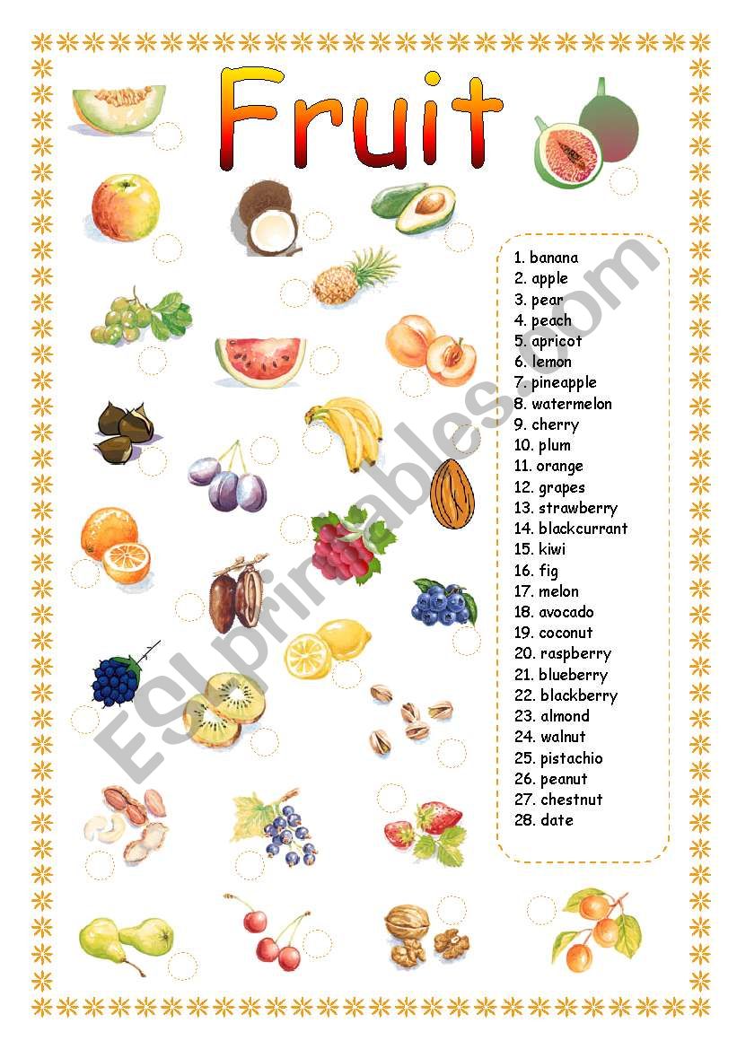 FRUIT - MATCHING worksheet