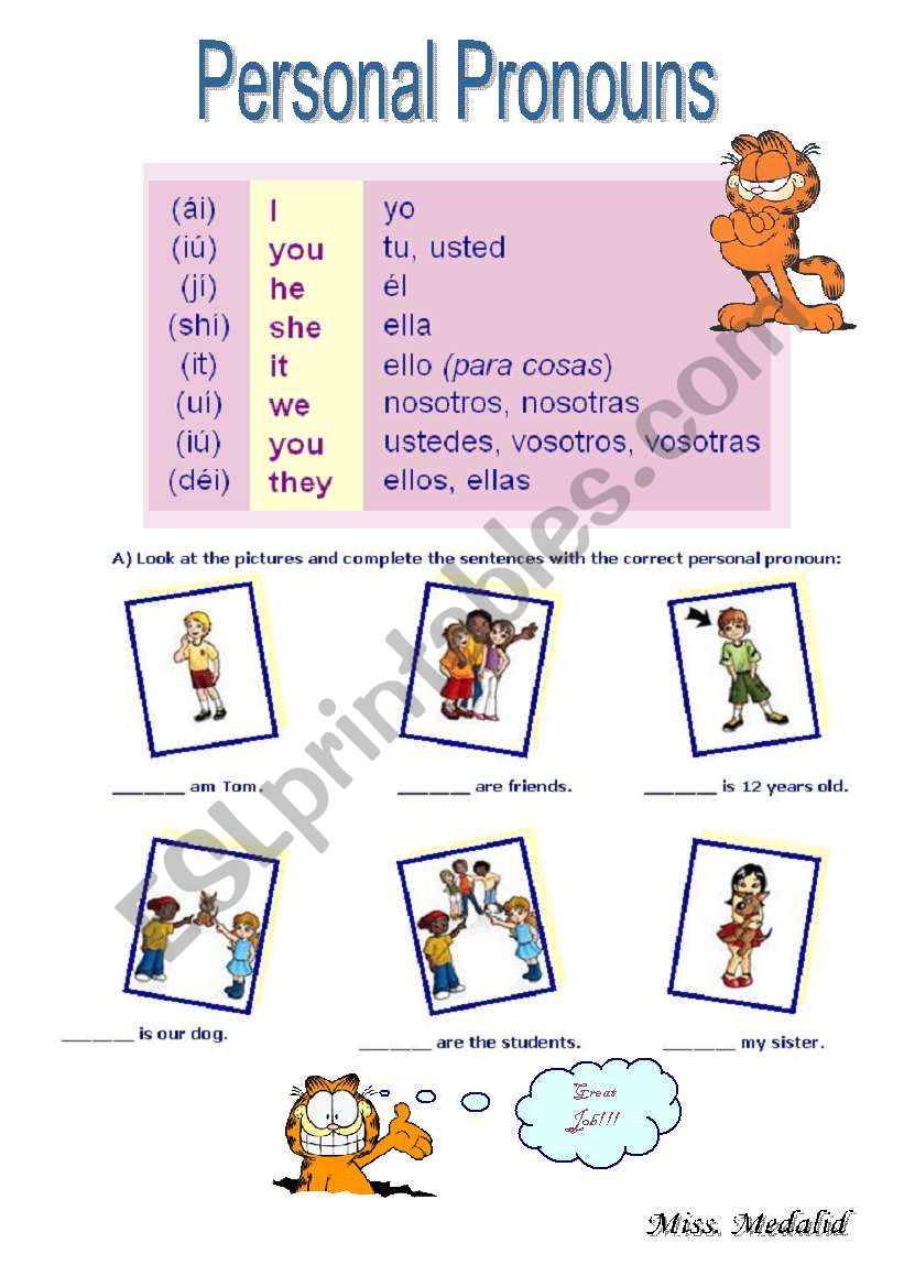 Personal Prnouns worksheet