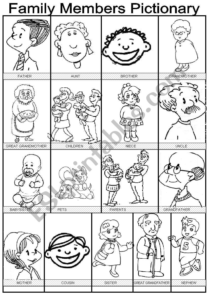 FAZMILY MEMBERS PICTIONARY worksheet