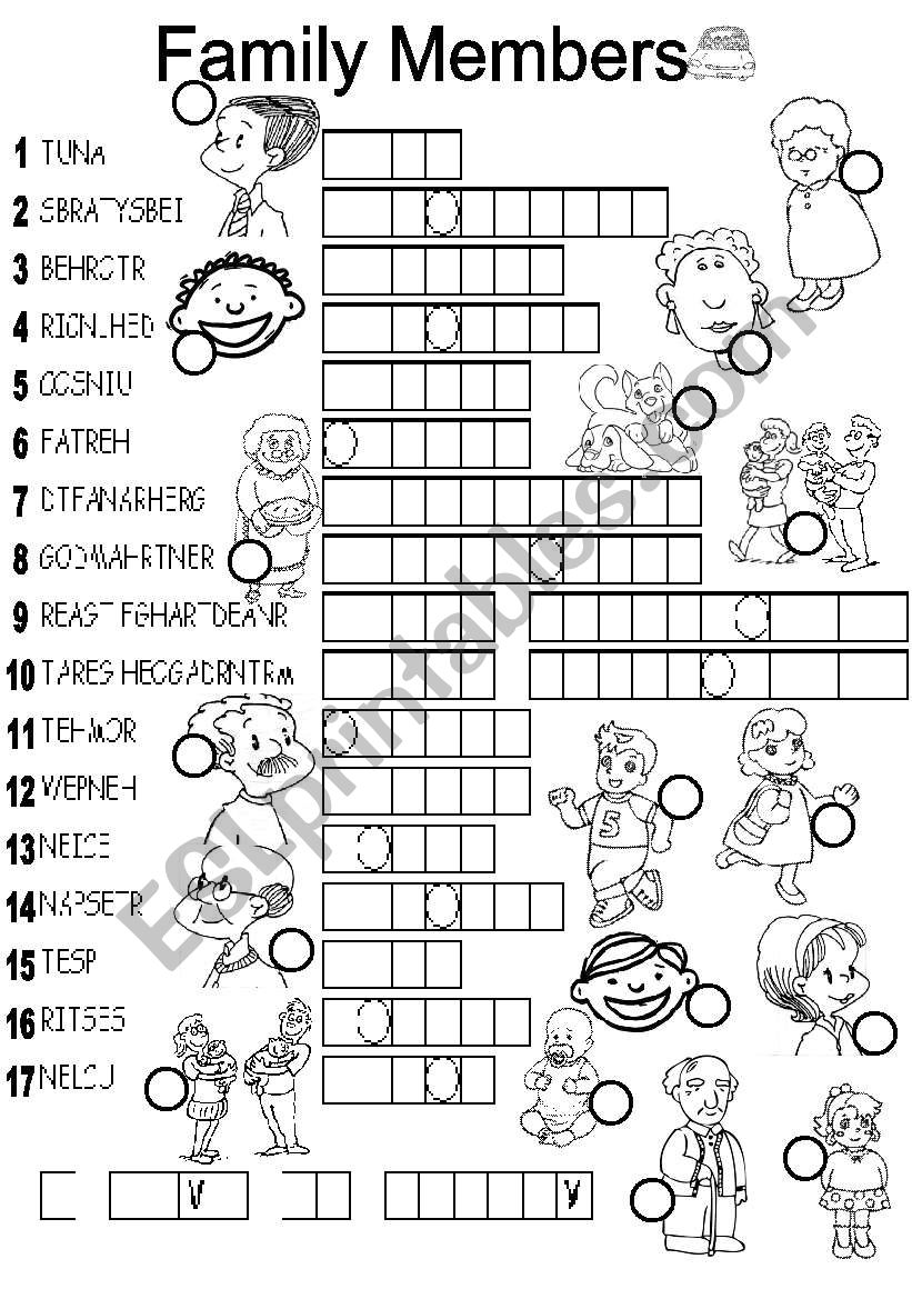 FAMILY MEMBERS PUZZLE worksheet