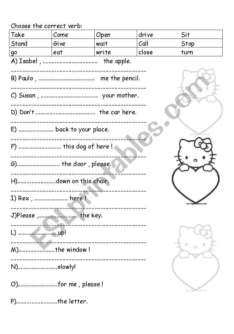 Imperative form worksheet