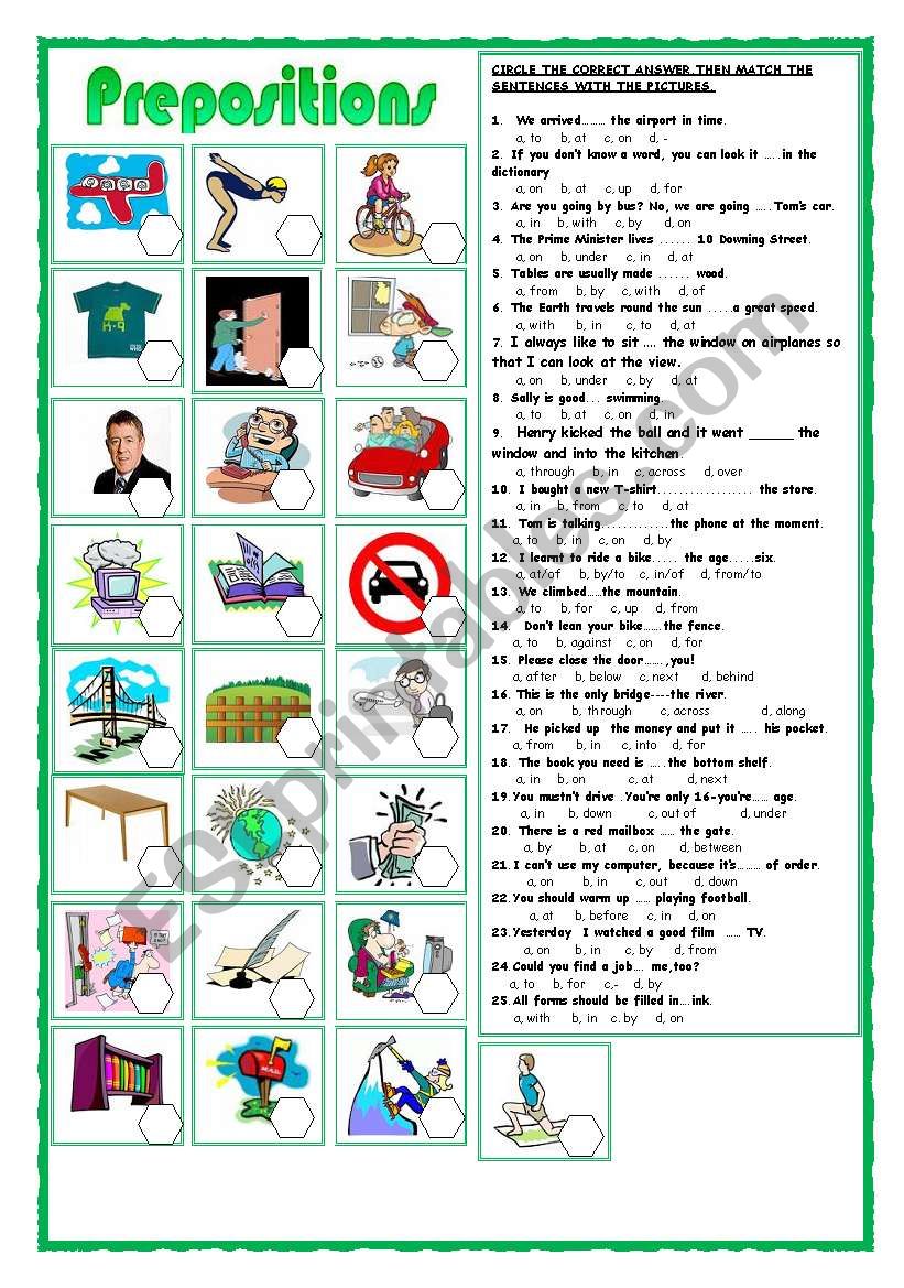 Prepositions worksheet