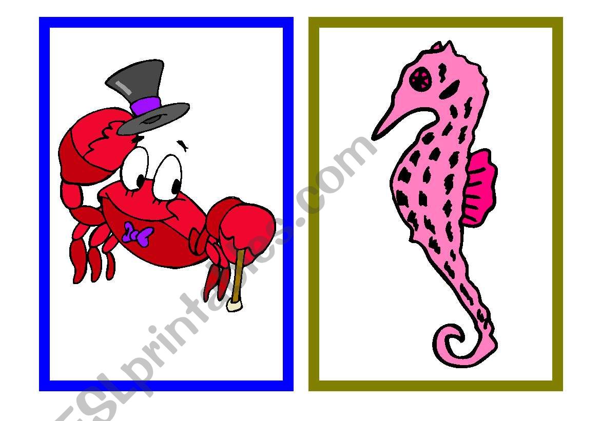 Sea animals flashcards worksheet