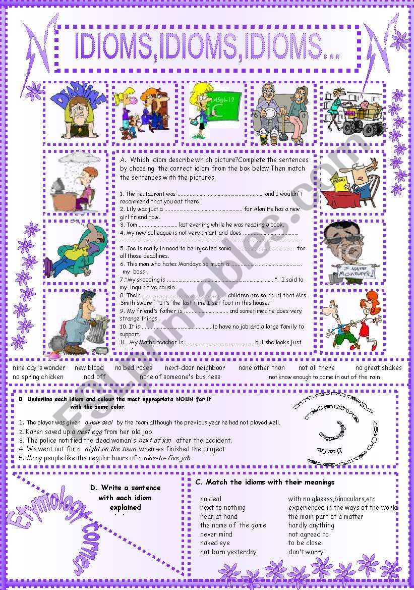 IDIOMS,IDIOMS,IDIOMS...(14) worksheet