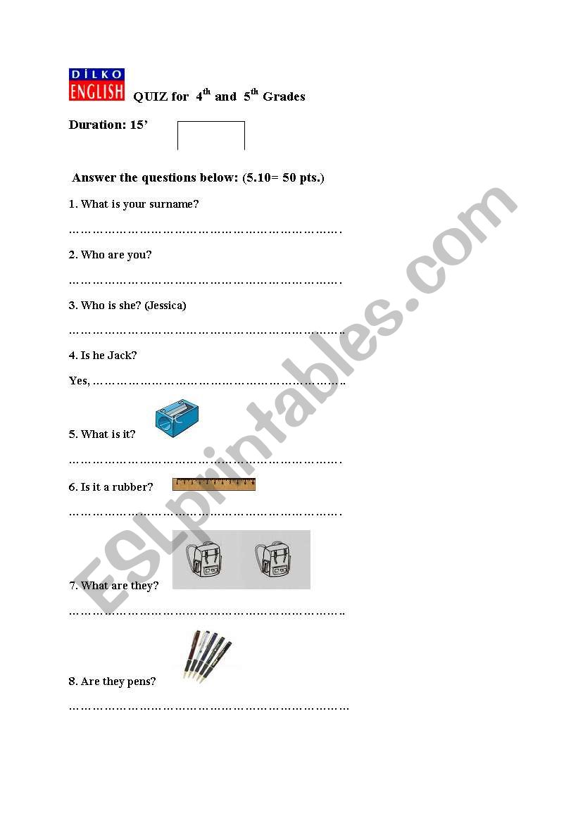 quiz worksheet