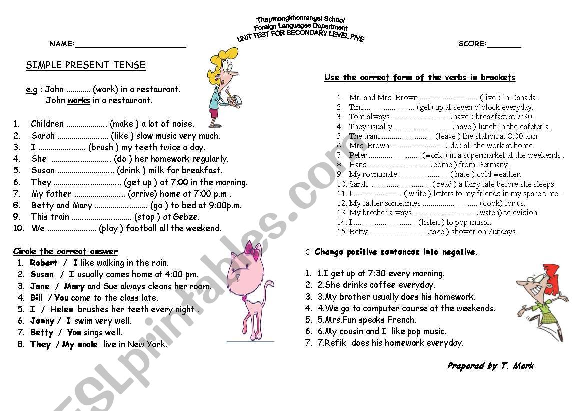 simple present tense worksheet