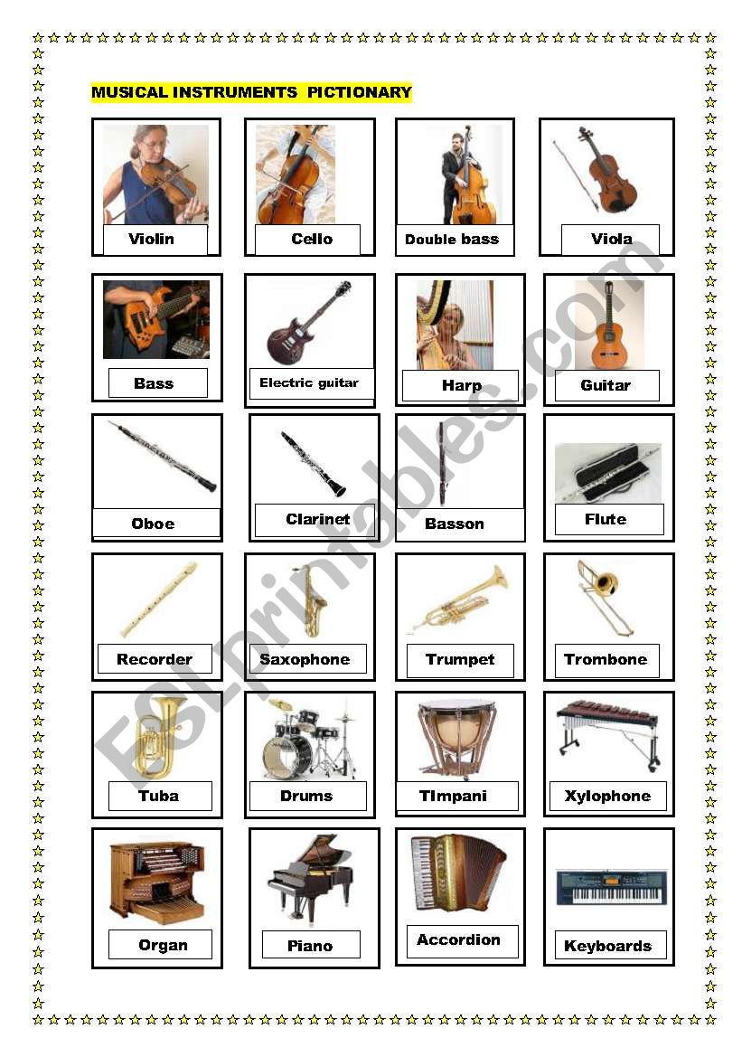 Musical instruments pictionary