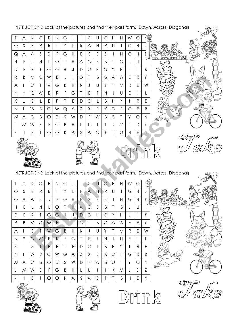 irrgular verbs wordfinder worksheet