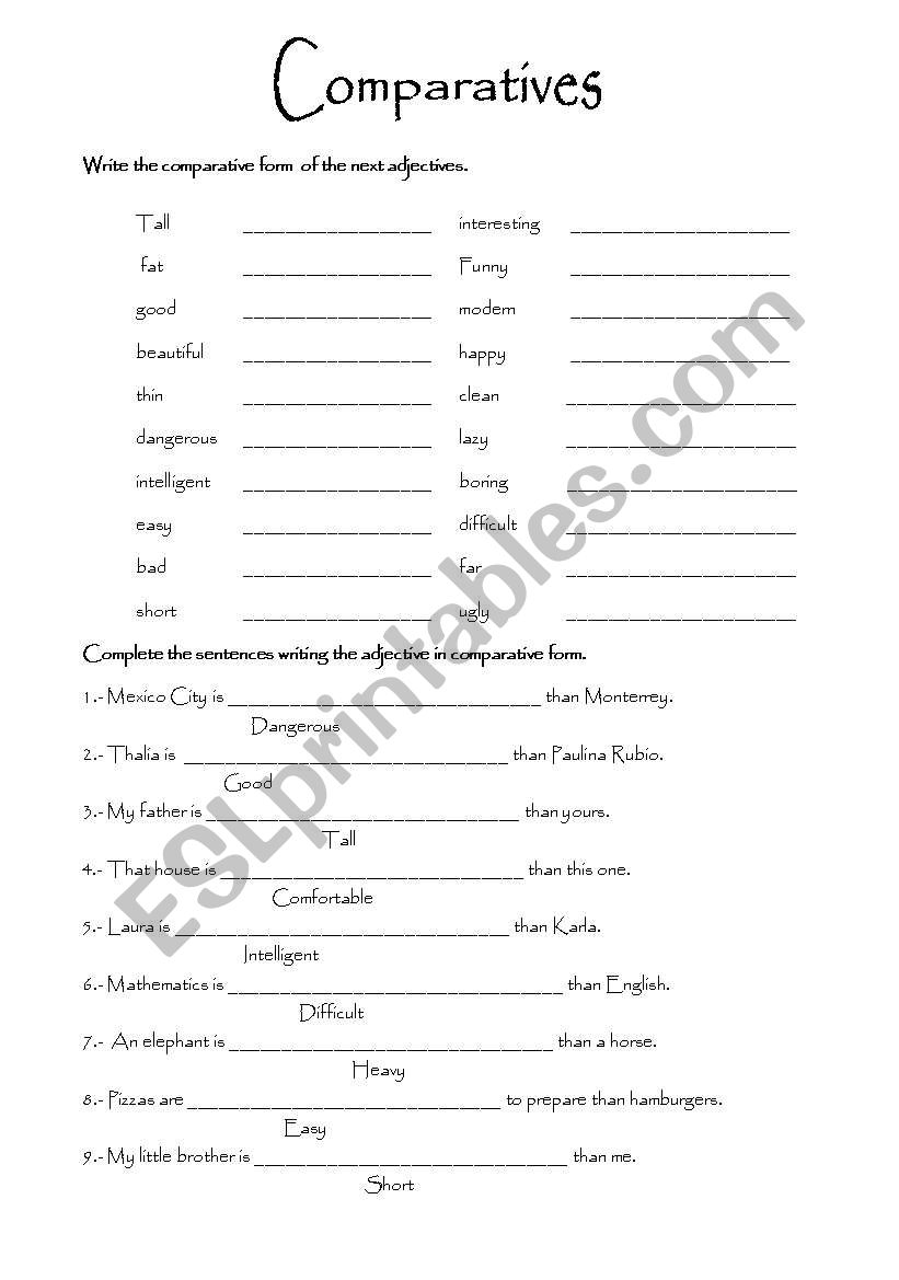 Comparative  worksheet