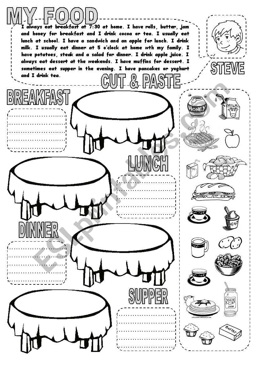 MY FOOD CUT & PASTE (2) worksheet