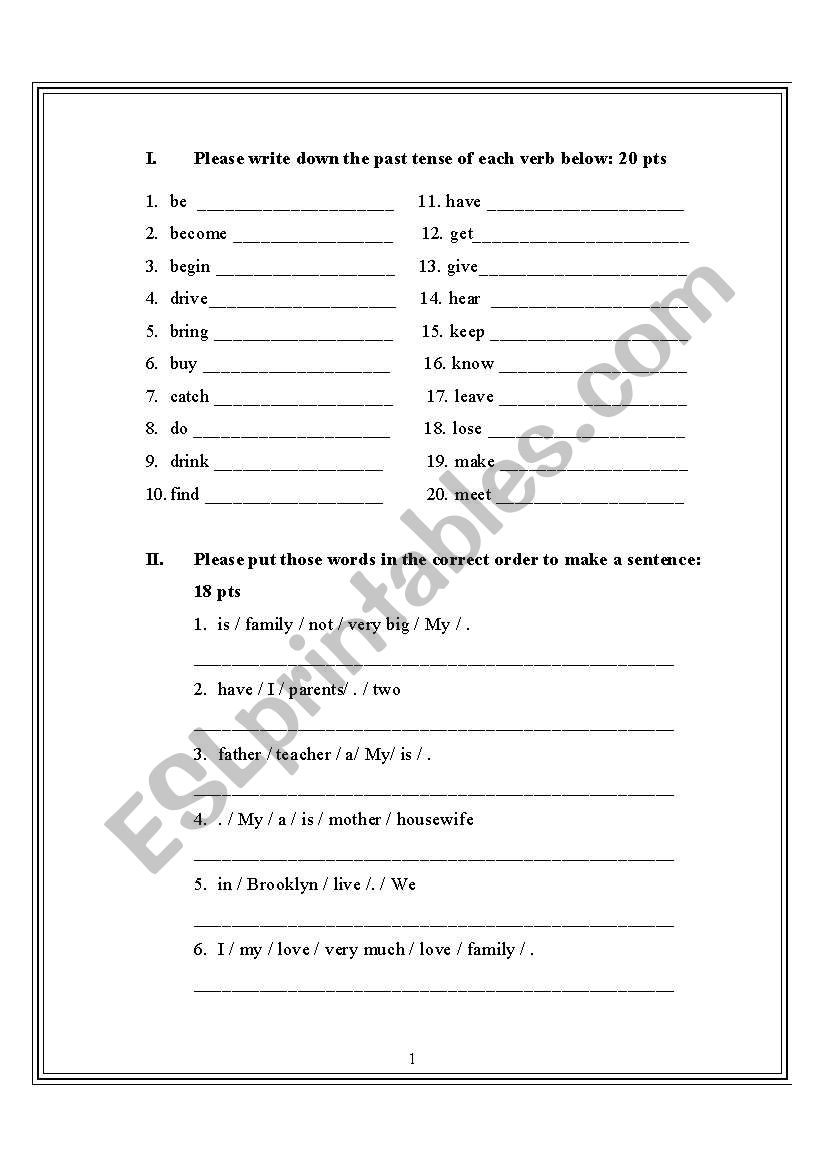 Simple Present and Past Tense Exercise