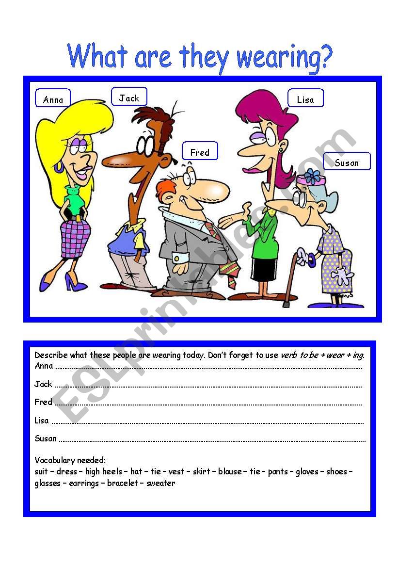 What are they wearing? worksheet