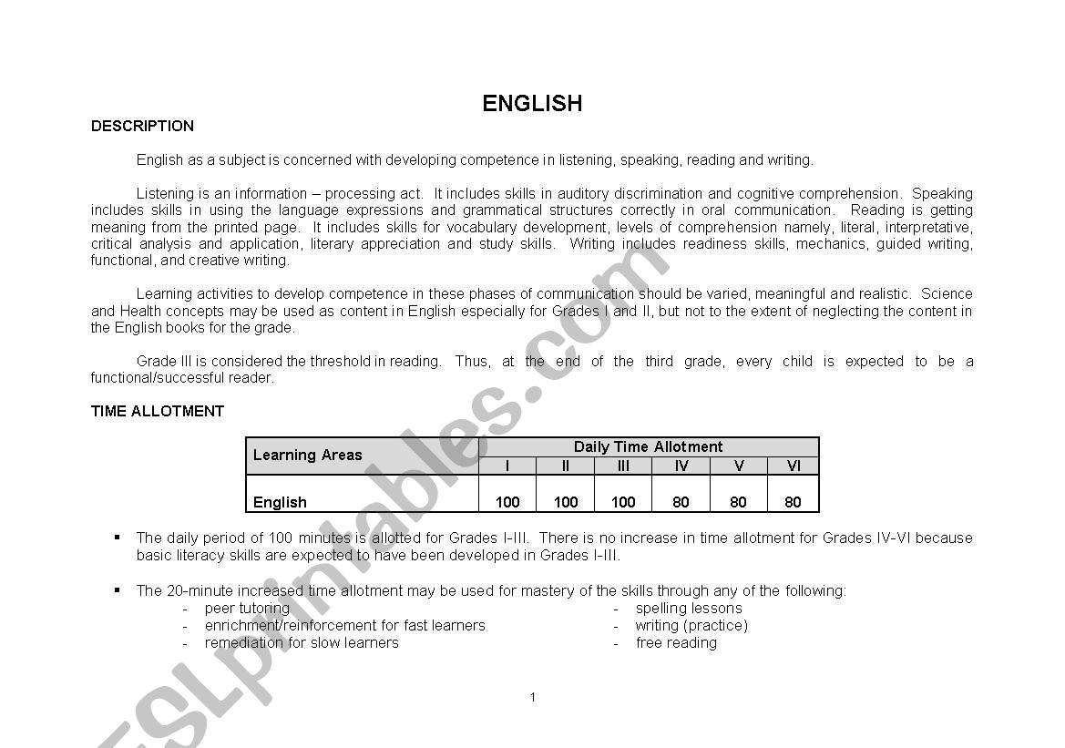 PELC-English worksheet