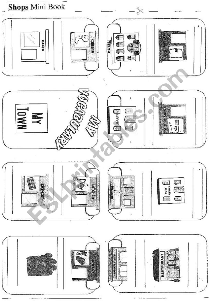 Shops Mini Book worksheet