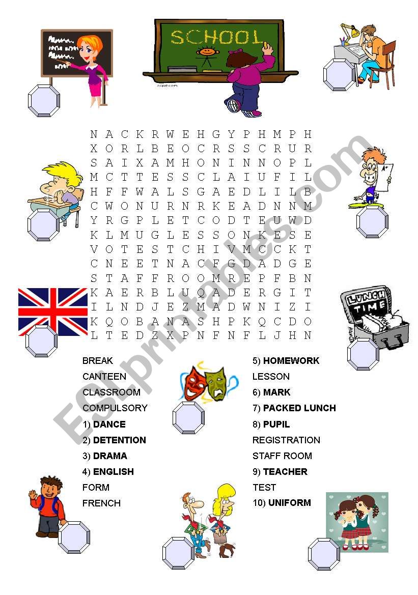 SCHOOL WORDSEARCH worksheet