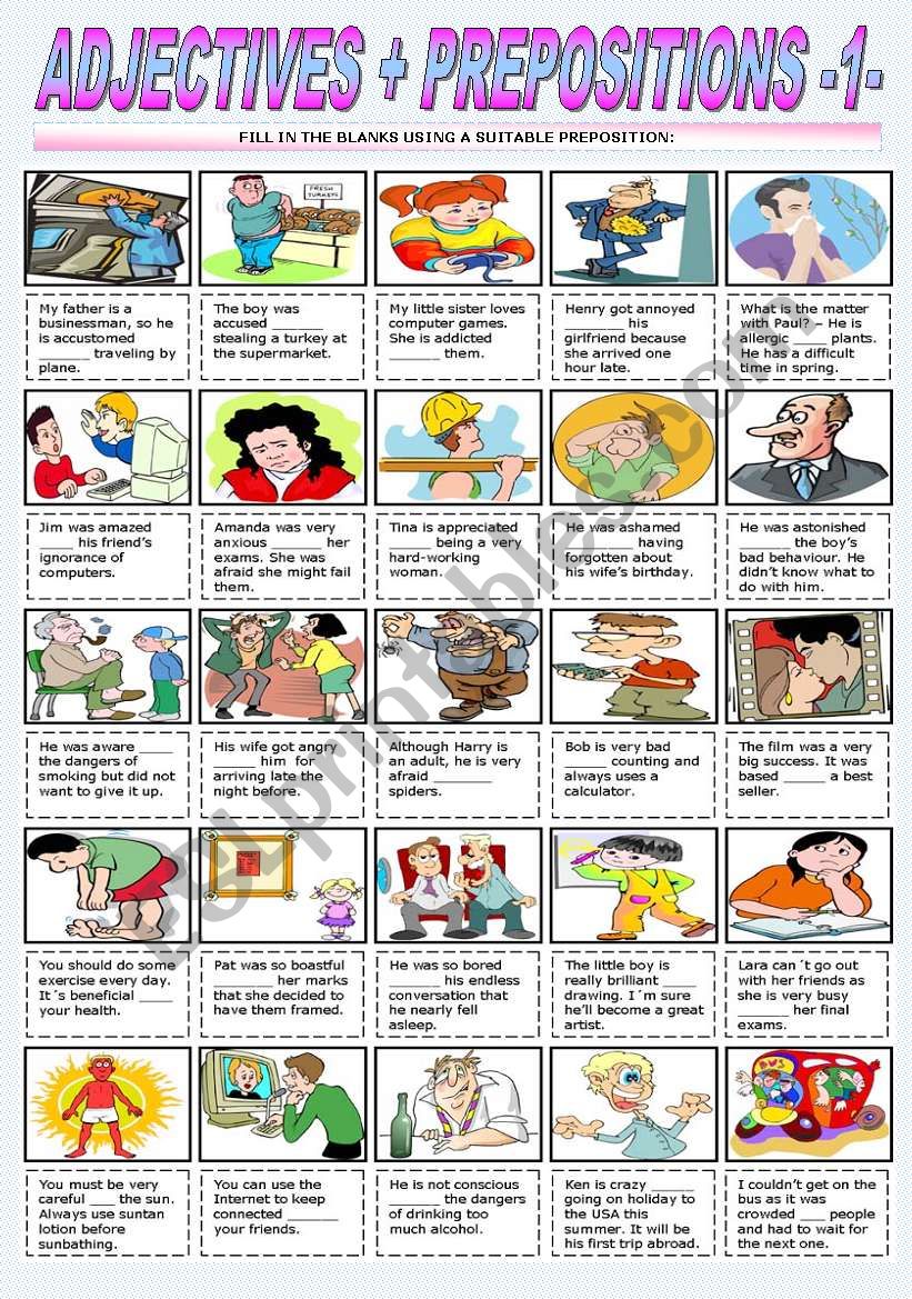 ADJECTIVES + PREPOSITIONS - PART ONE