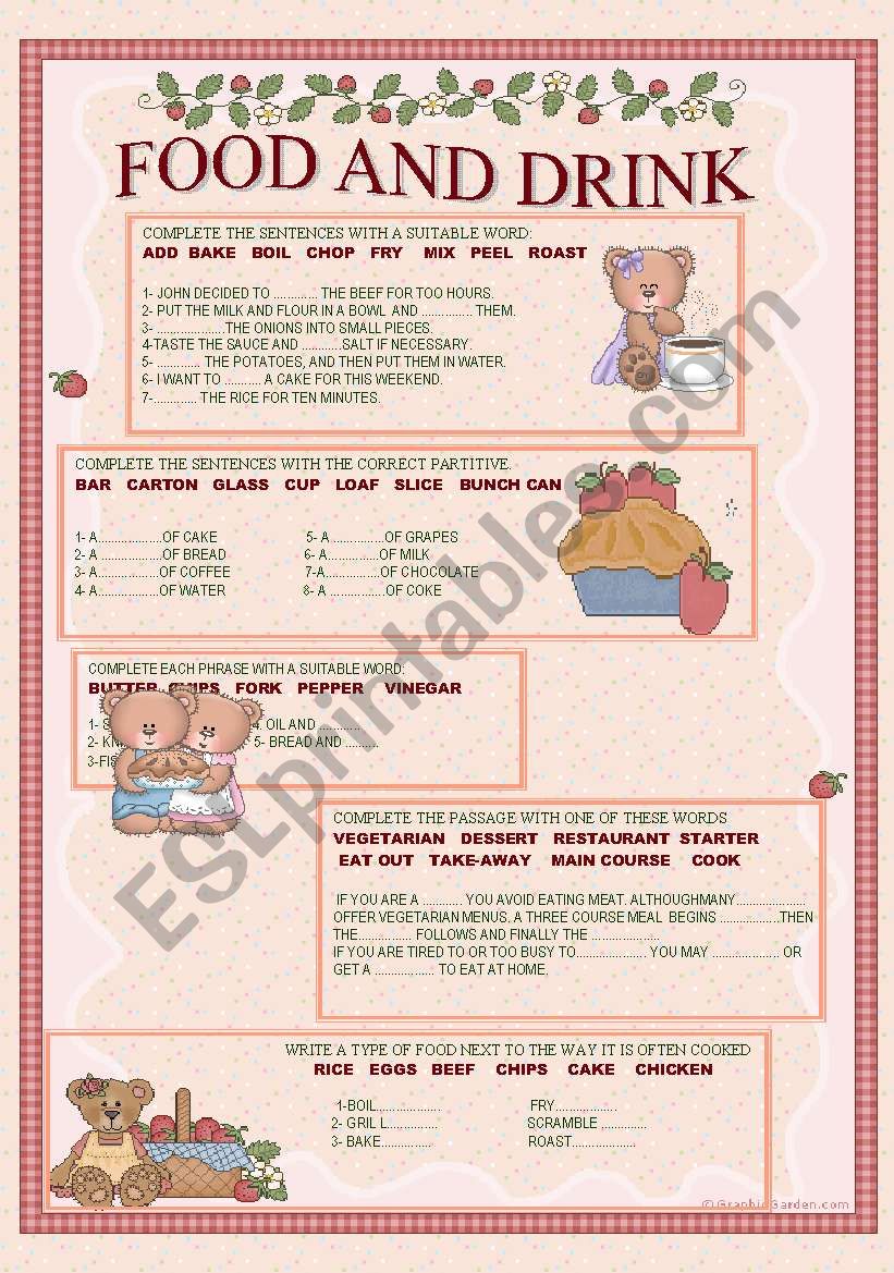 FOOD AND DRINK worksheet