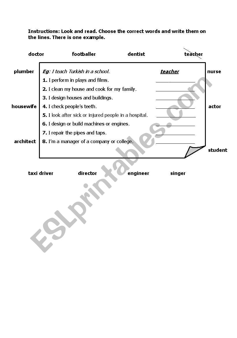 Jobs worksheet