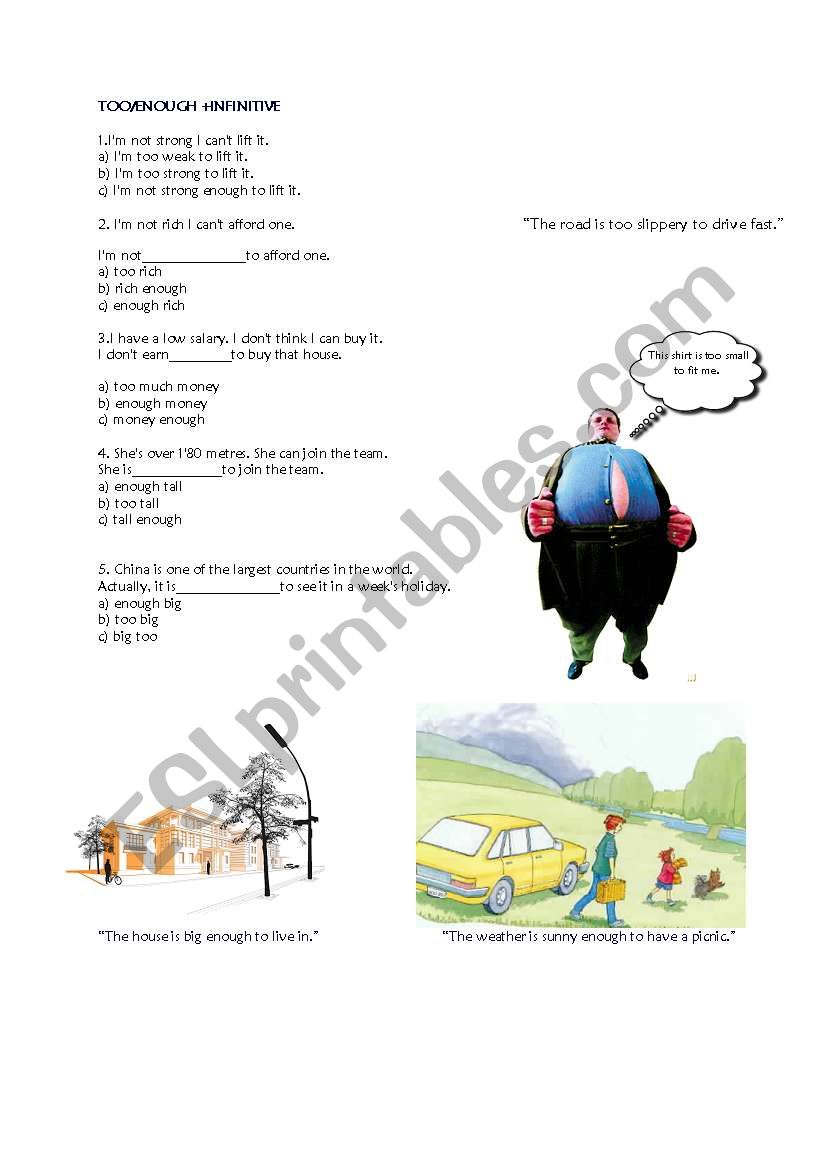 too/enough worksheet