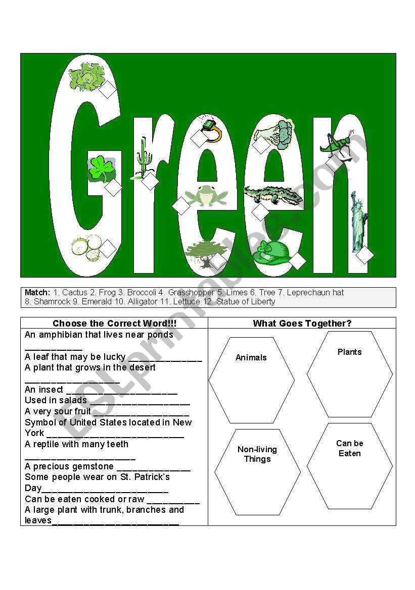 Green Things worksheet