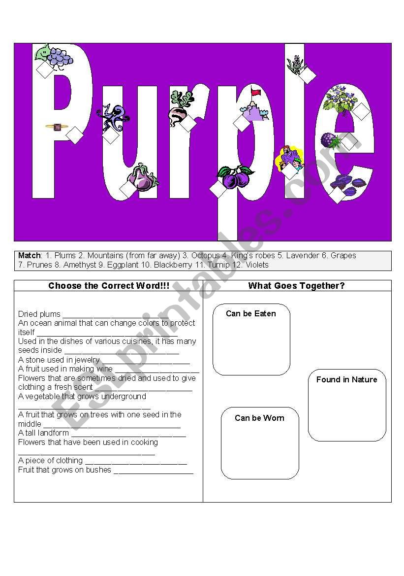 Purple Things worksheet