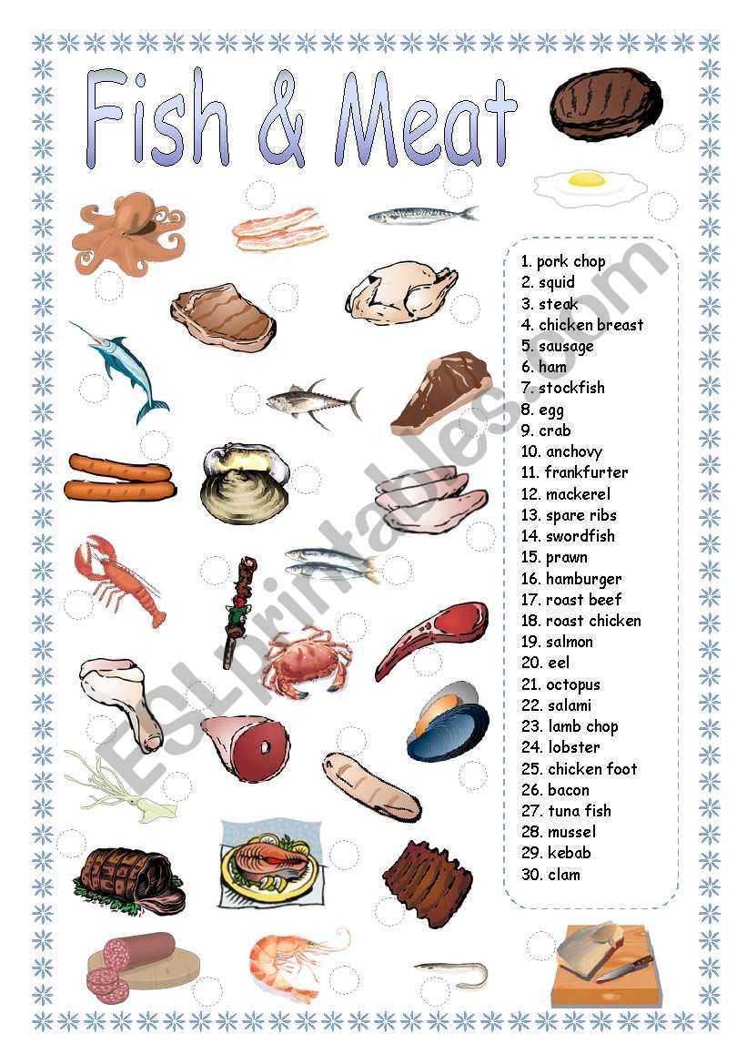 FISH & MEAT - MATCHING worksheet