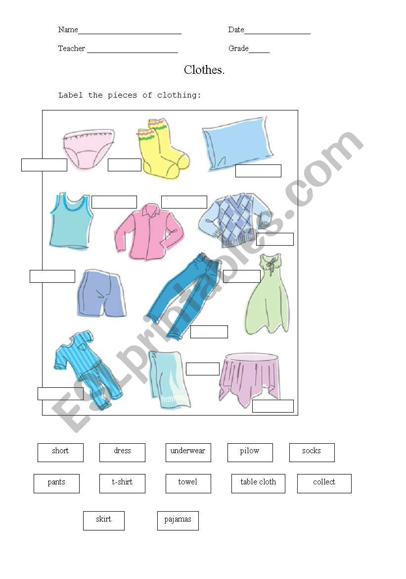 Clothes. worksheet