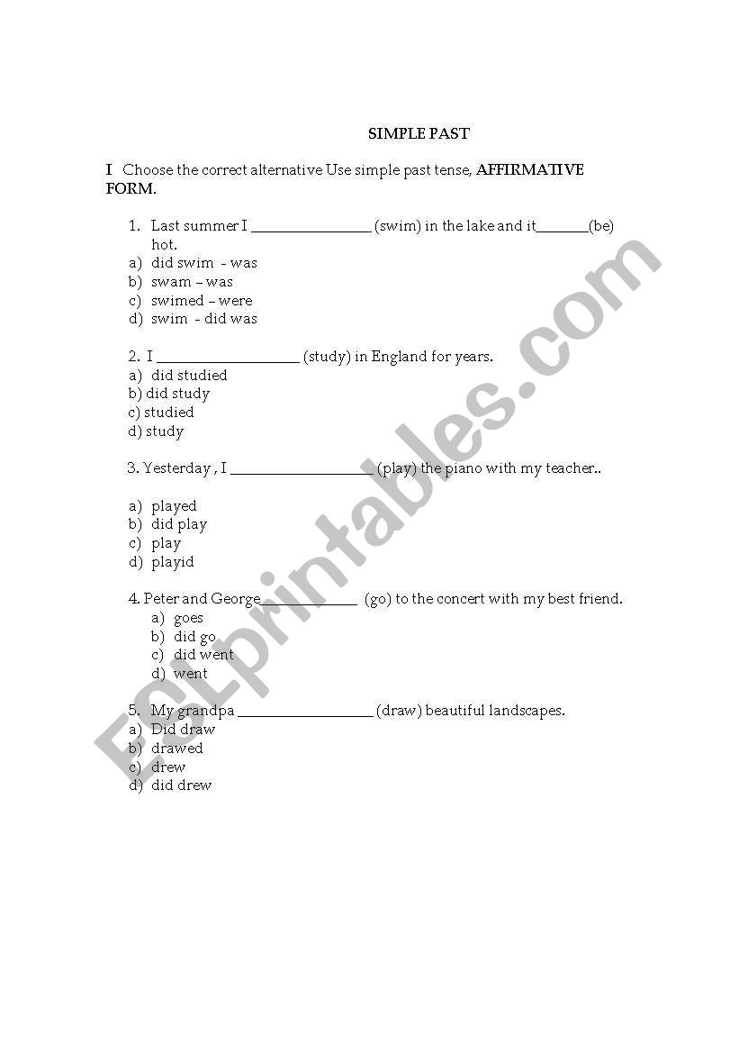 Simple past worksheet