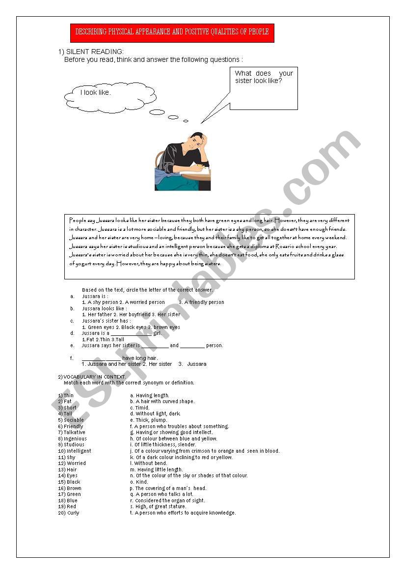 DESCRIBING PEOPLE worksheet