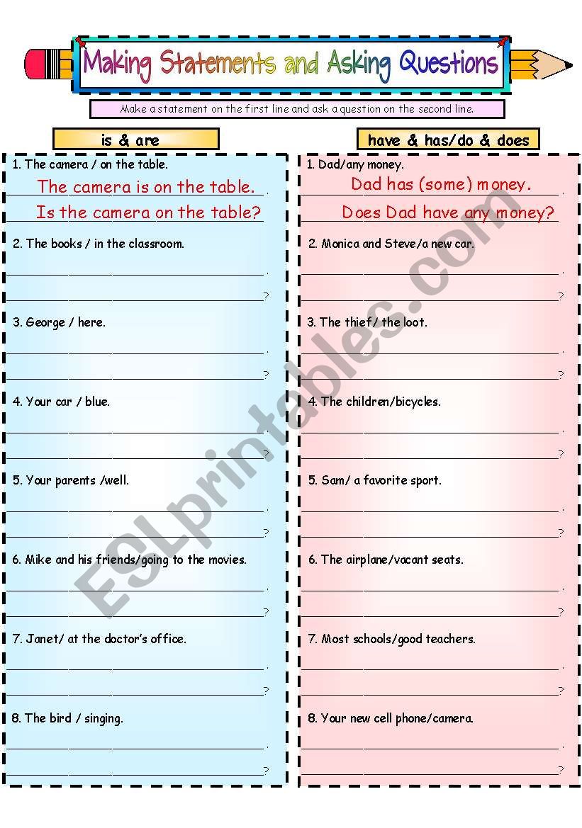 Making Sentences and Asking Questions