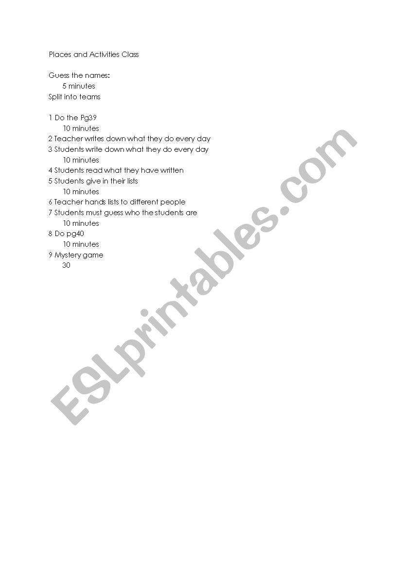 Kids Activities worksheet