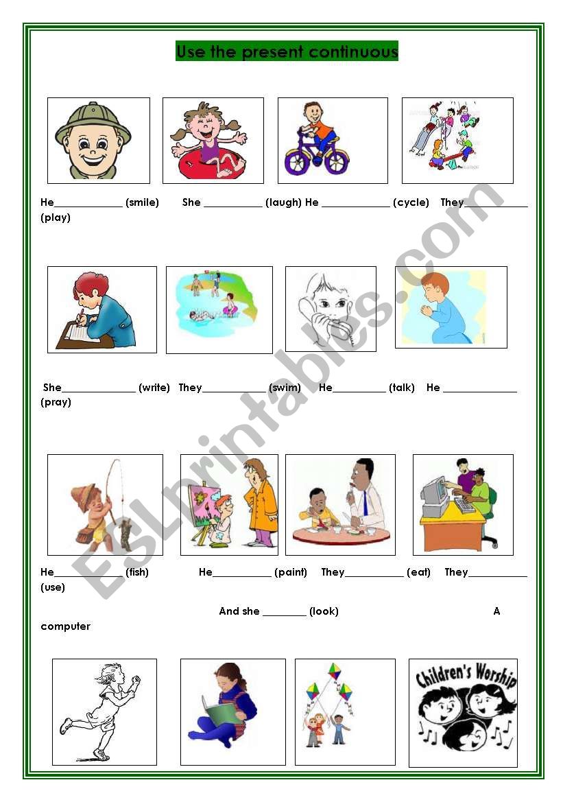 present continuous worksheet