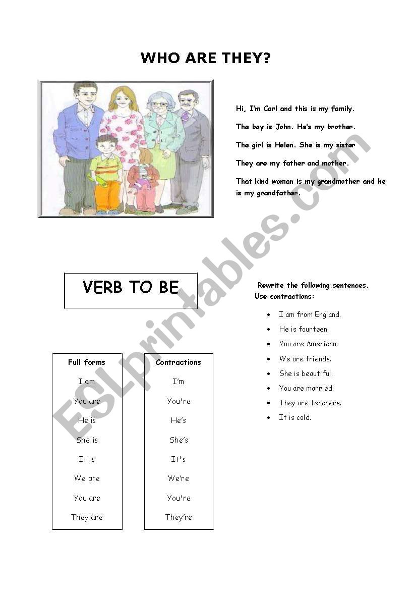 TO BE worksheet