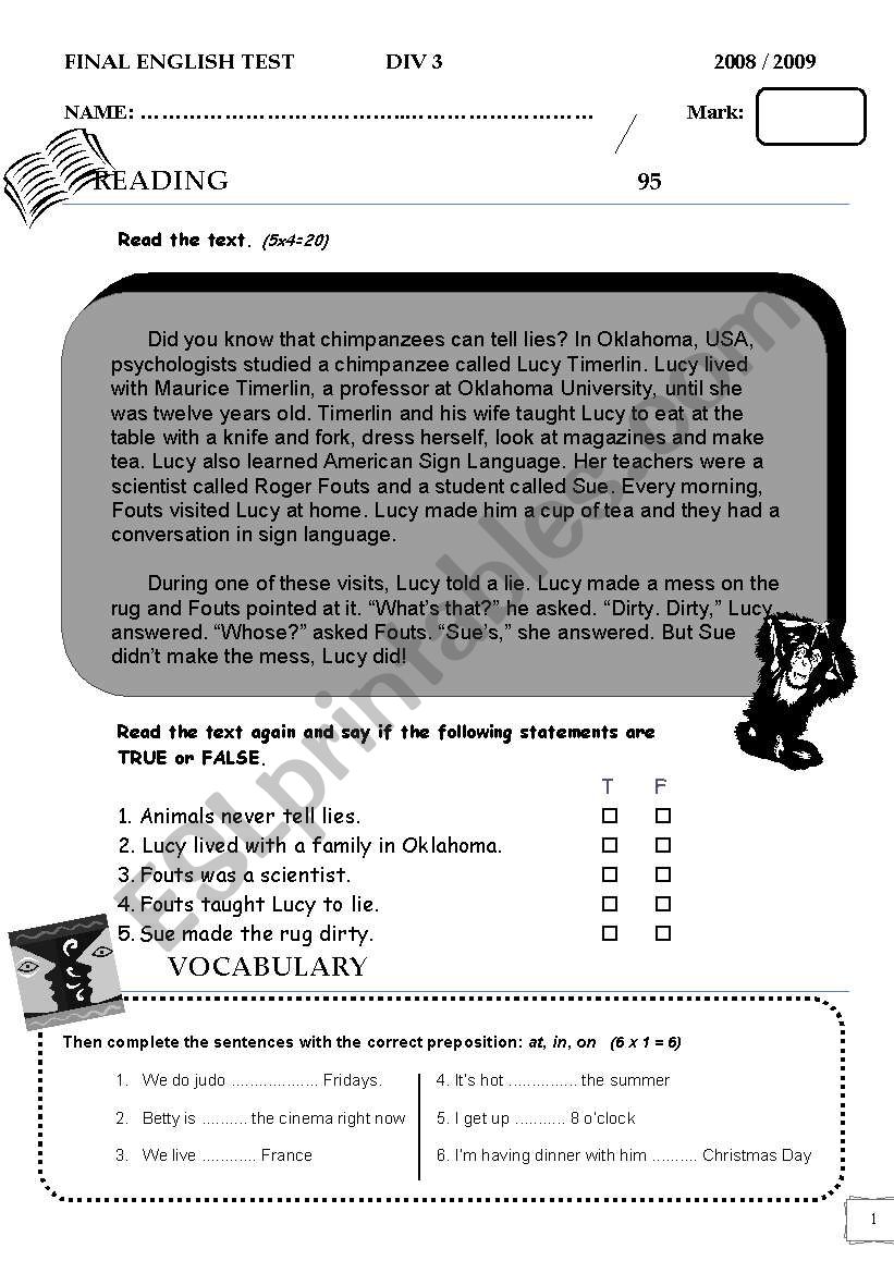 FINAL TEST: FIRST YEAR DIVERSIFICATION PROGRAMME B&W