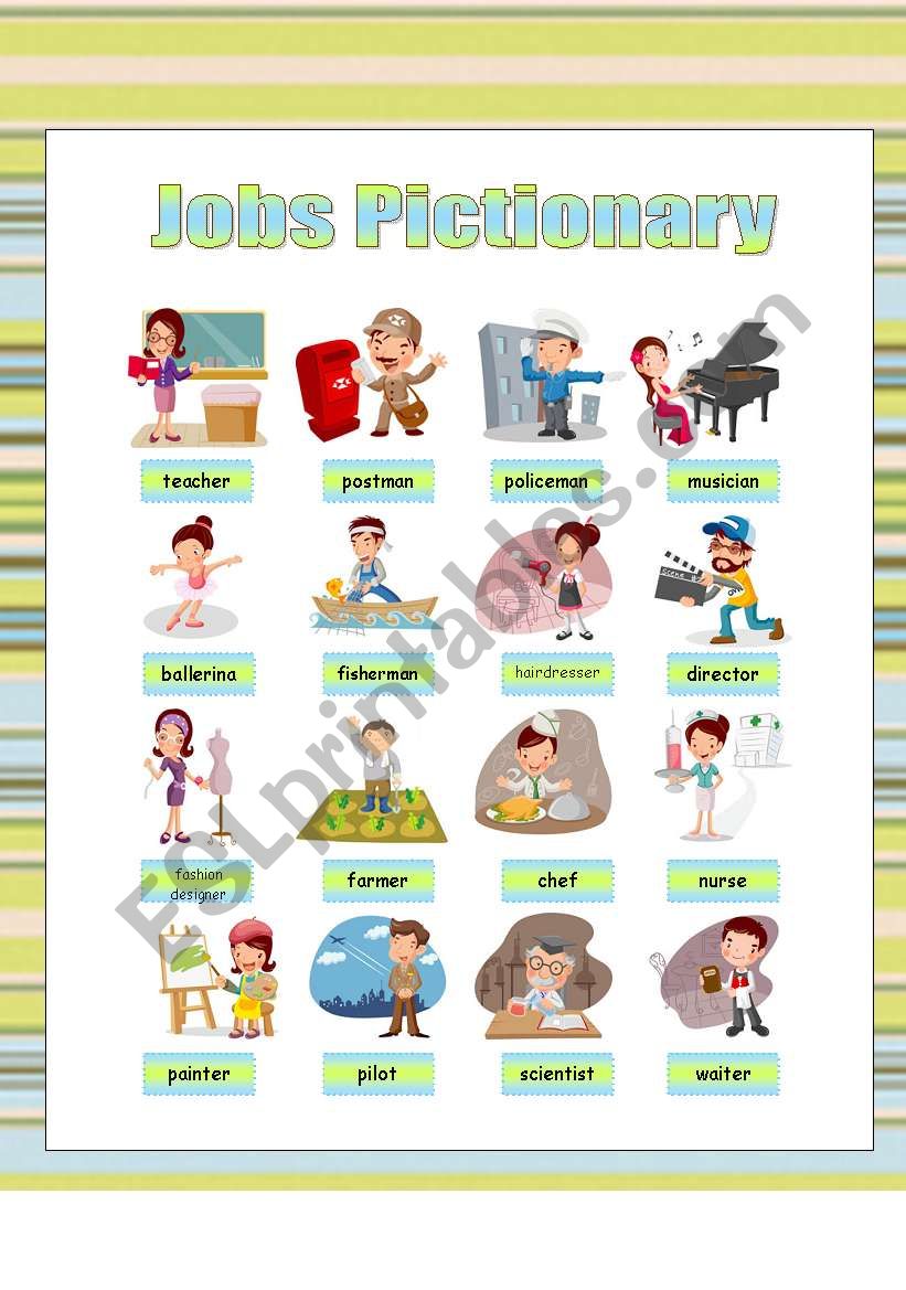 Jobs Pictionary worksheet