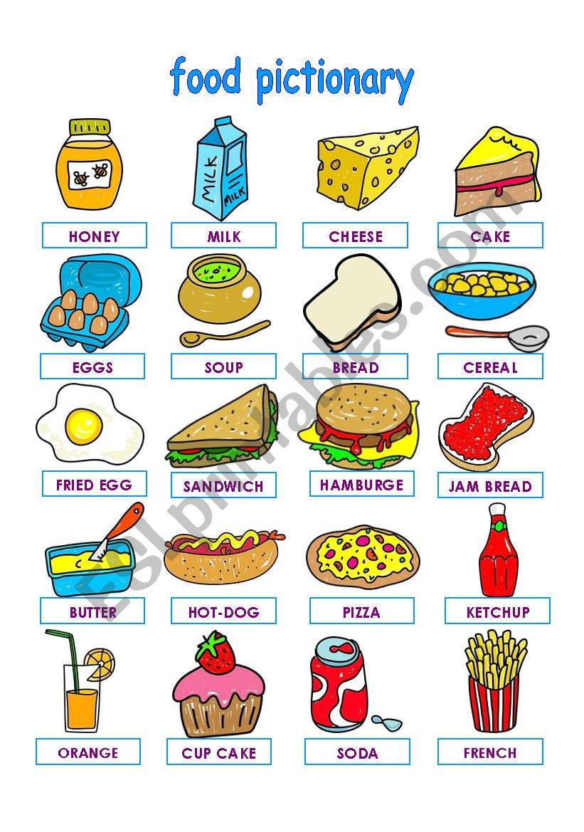 FOOD PICTIONARY PART 1 worksheet