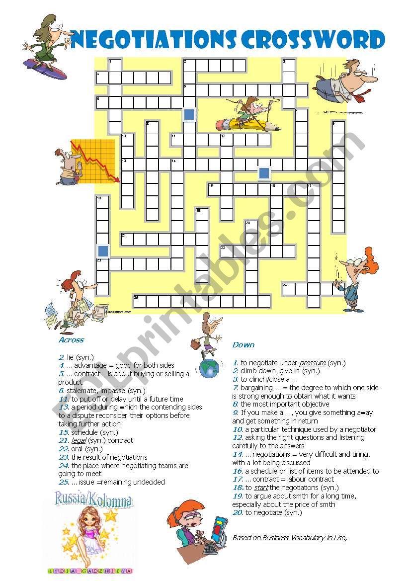 NEGOTIATIONS CROSSWORD worksheet