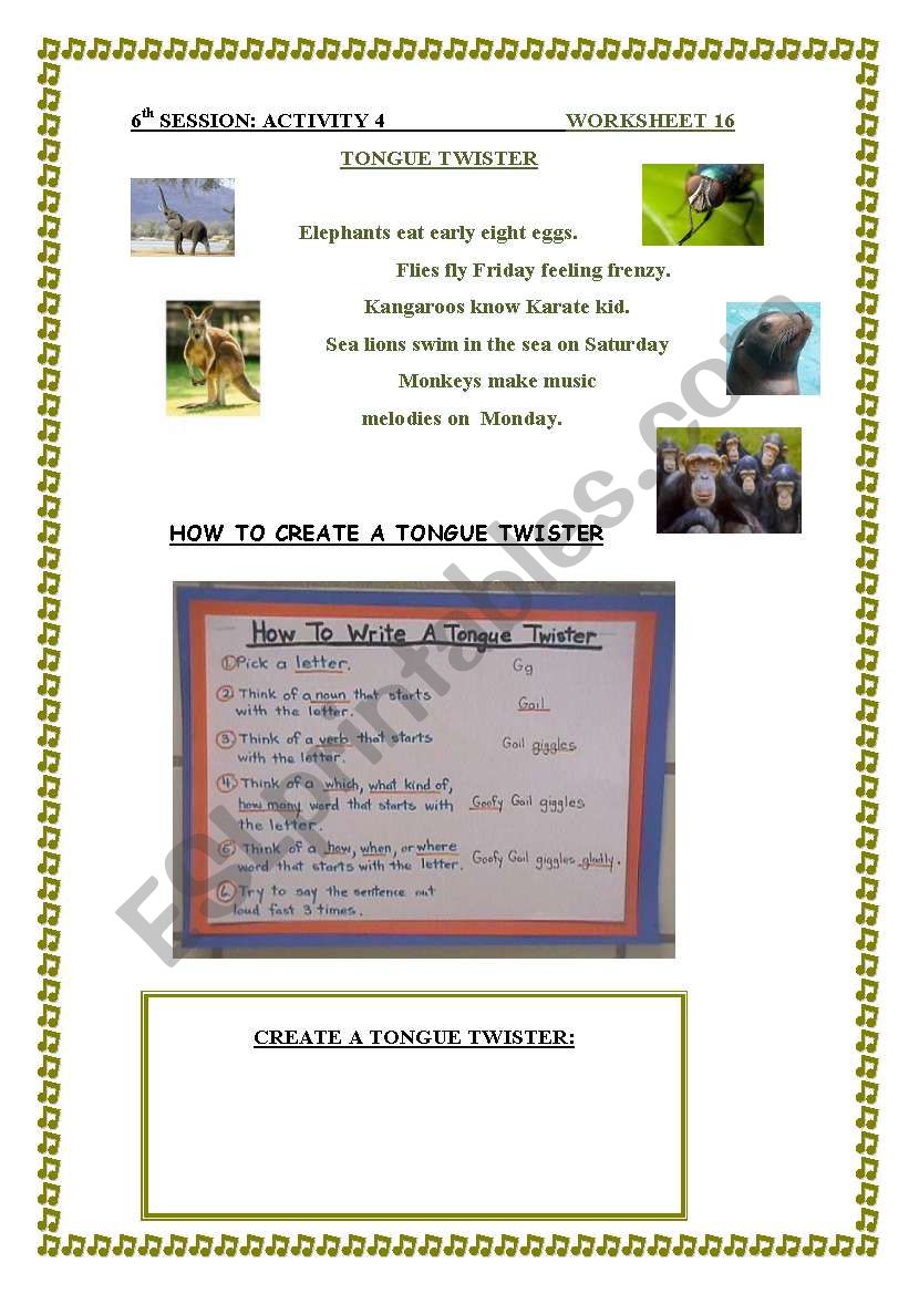 animal tongue twister worksheet