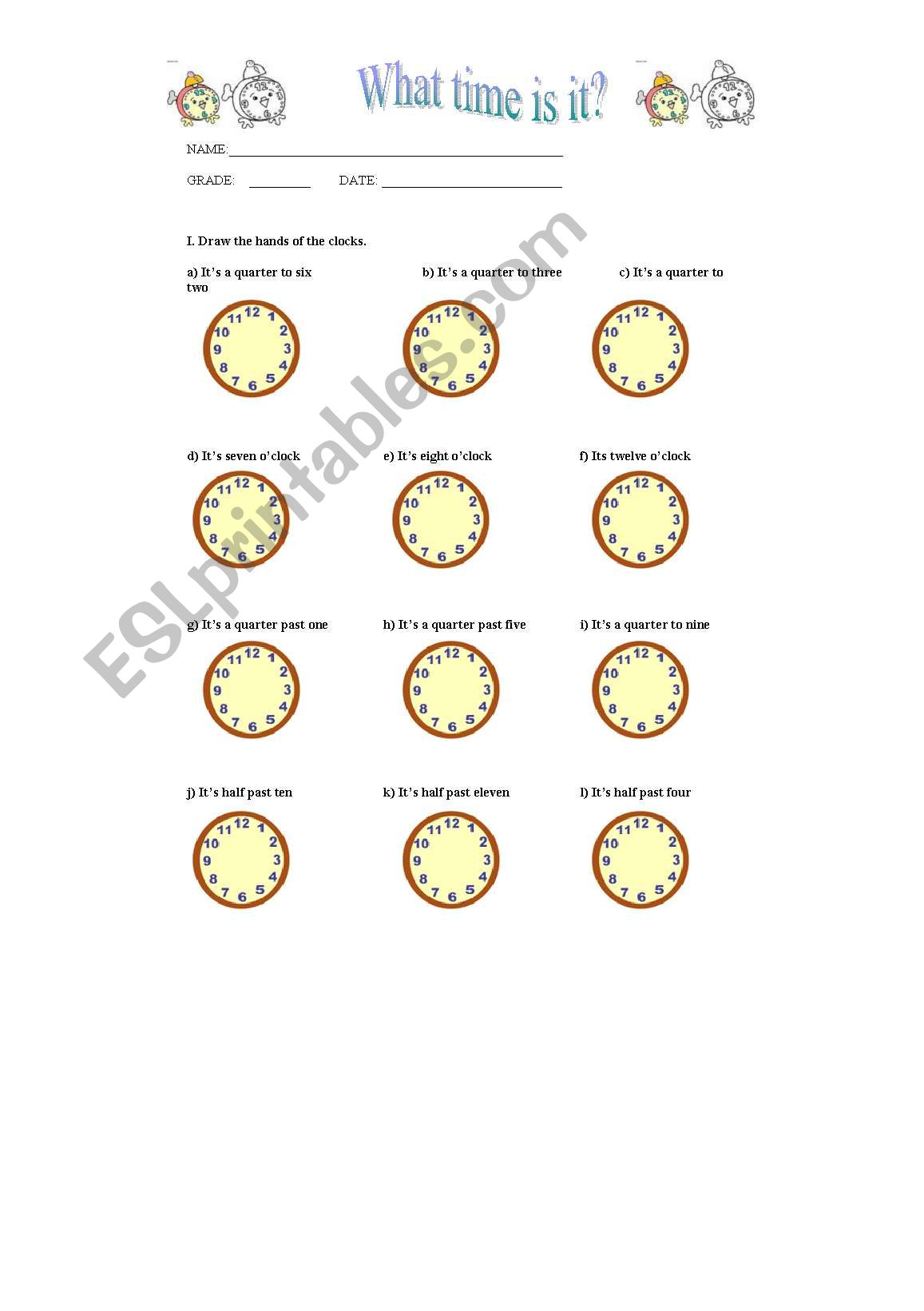 what time is it? worksheet