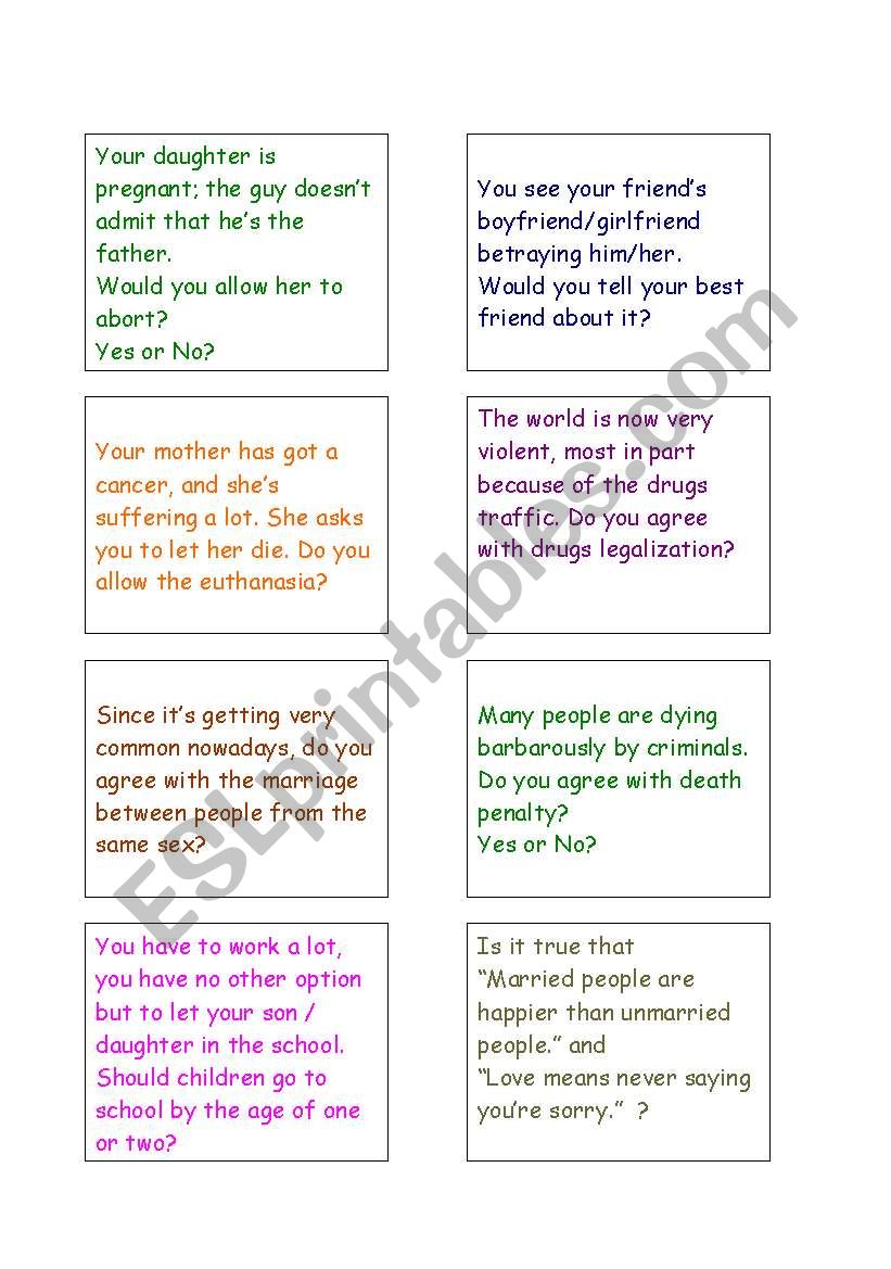 Polemical situations worksheet