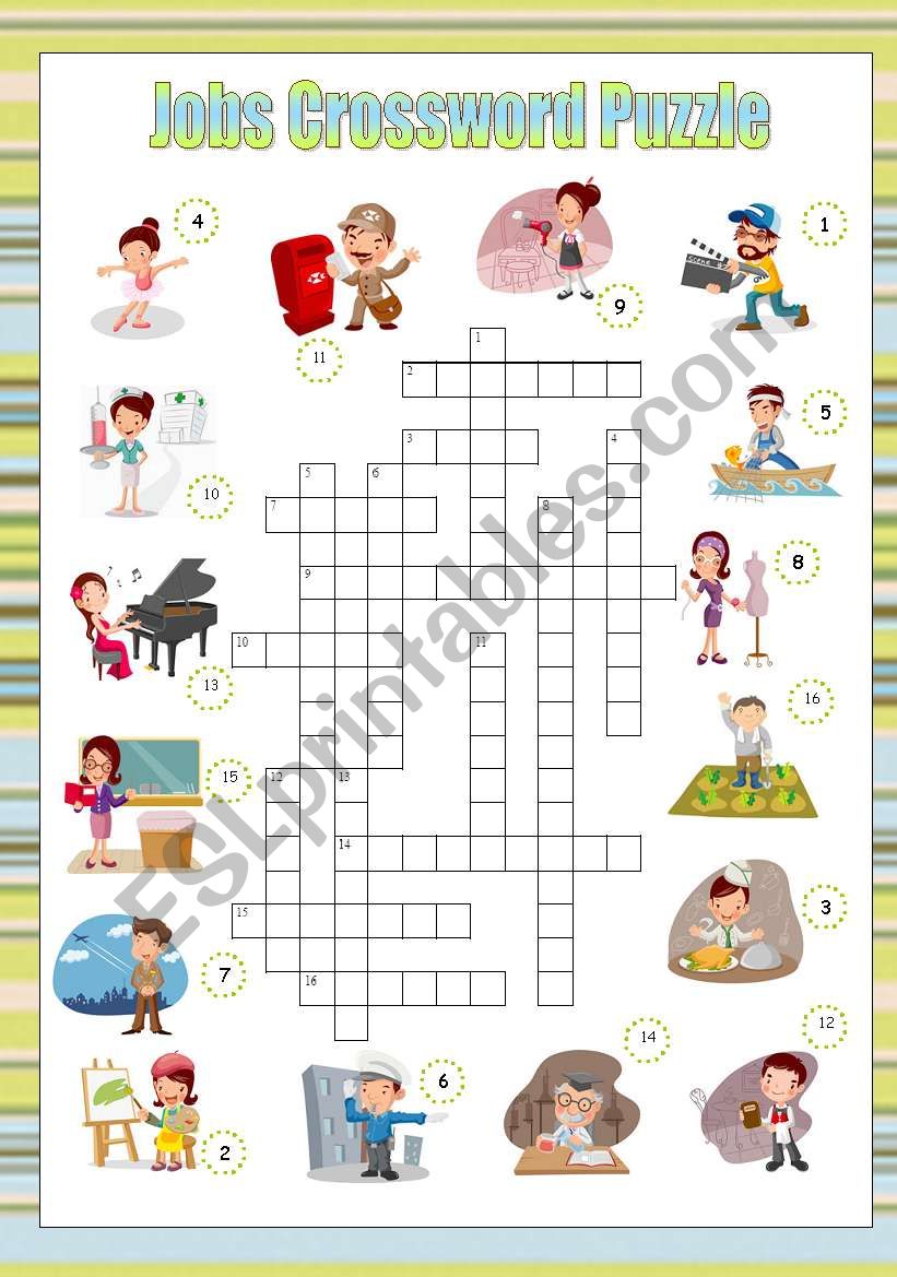 Jobs Crossword Puzzle worksheet