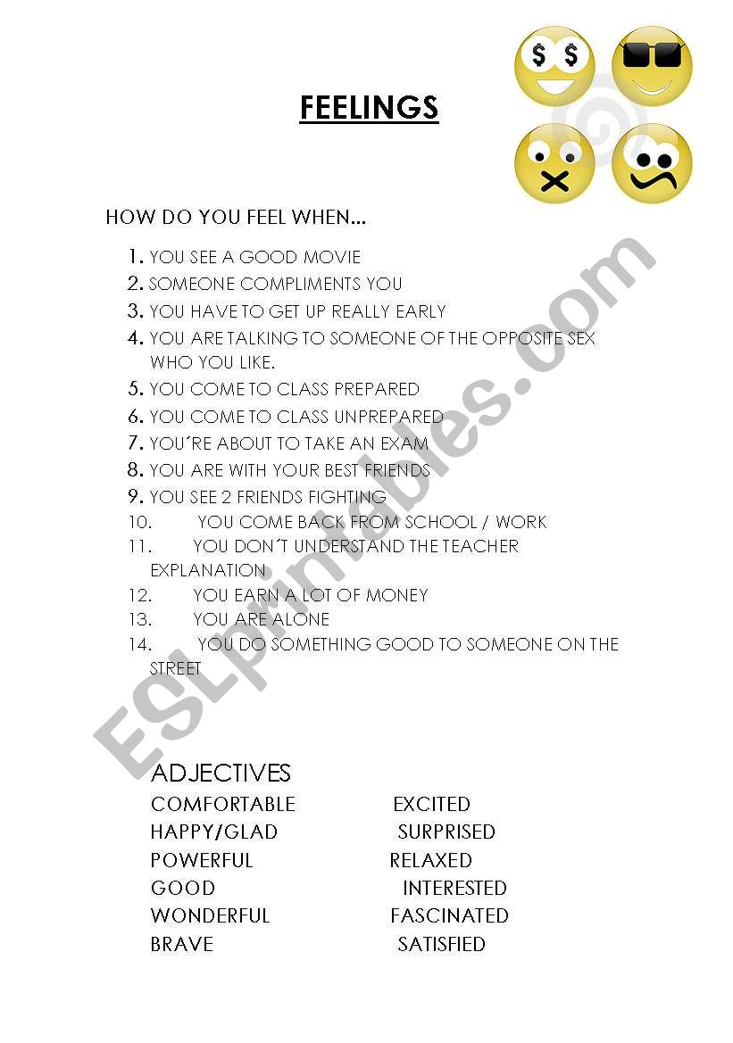 FEELINGS worksheet