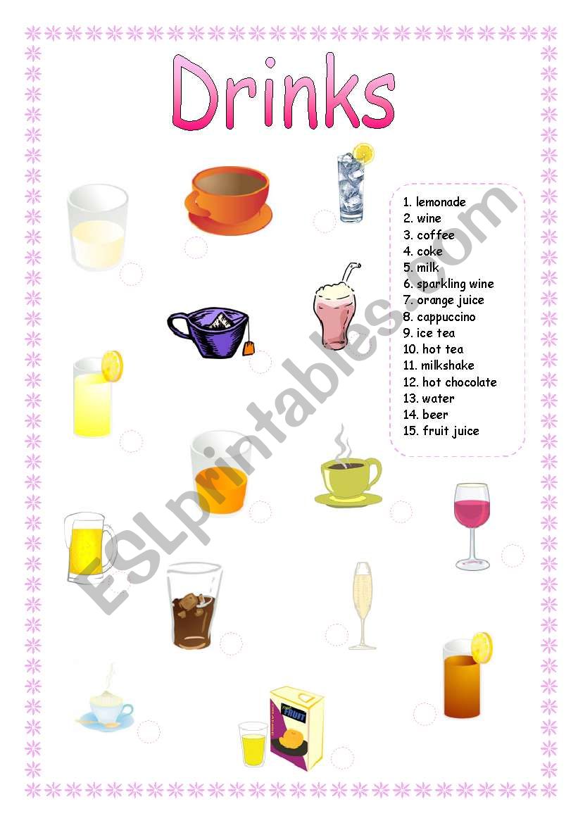 DRINKS - MATCHING worksheet