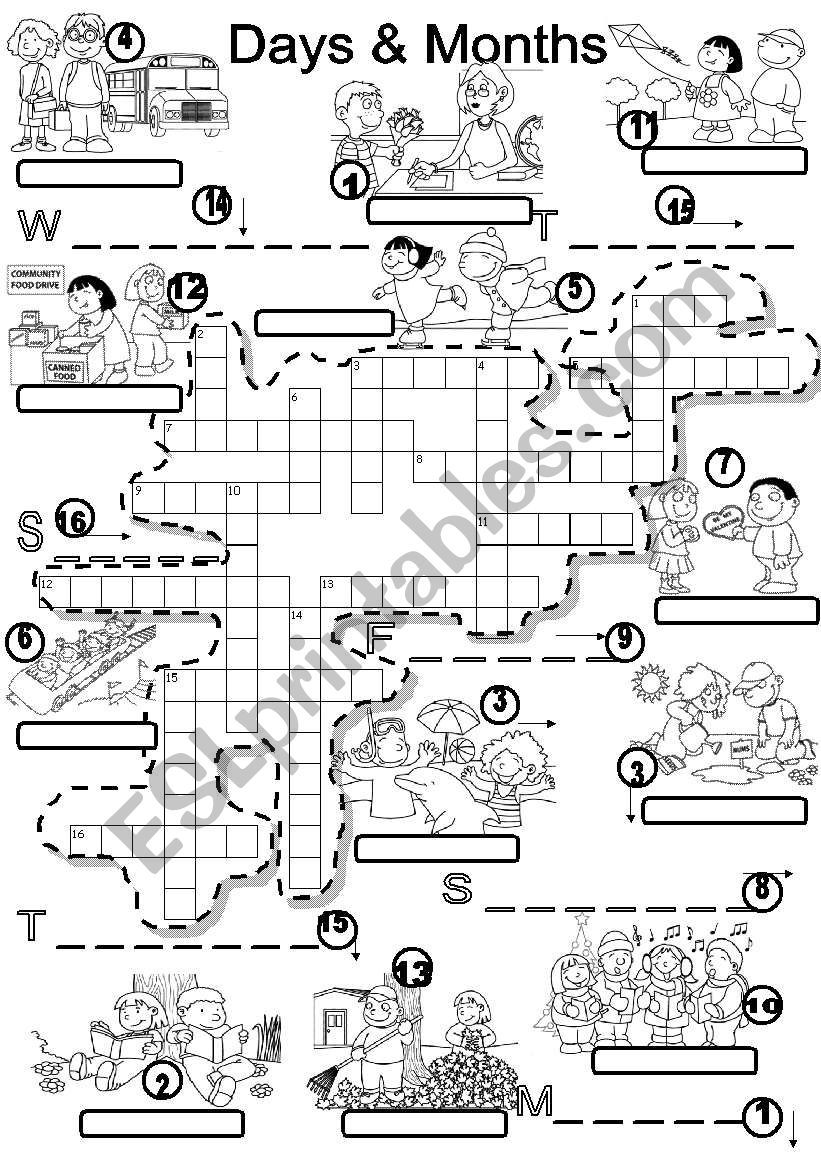 DAYS AND MONTHS CRISS - CROSS PUZZLE