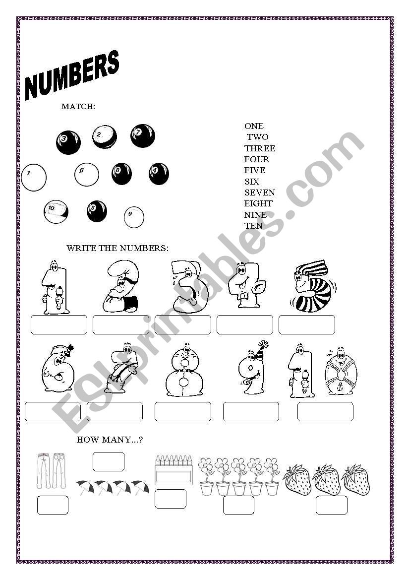 NUMBERS worksheet