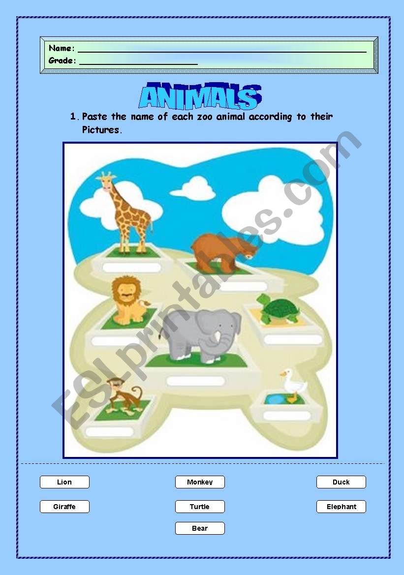 ANIMALS ACTIVITIES worksheet